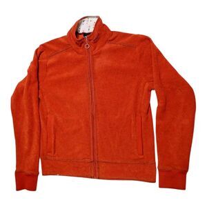 KAVU Jacket Womens M Orange Full Zip Terry Fleece Cozy Lightweight Front Pockets